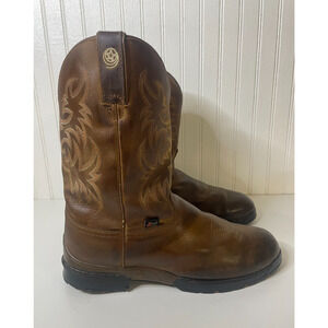 JUSTIN BROWN LEATHER SOFT TOE ORIGINAL COWBOY WORK BOOTS #GS9010 MEN'S 10 EE